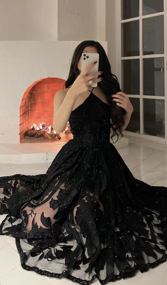 Charming Black Evening Dress Black Birthday Party Dress Y6393 - VelvetHem
