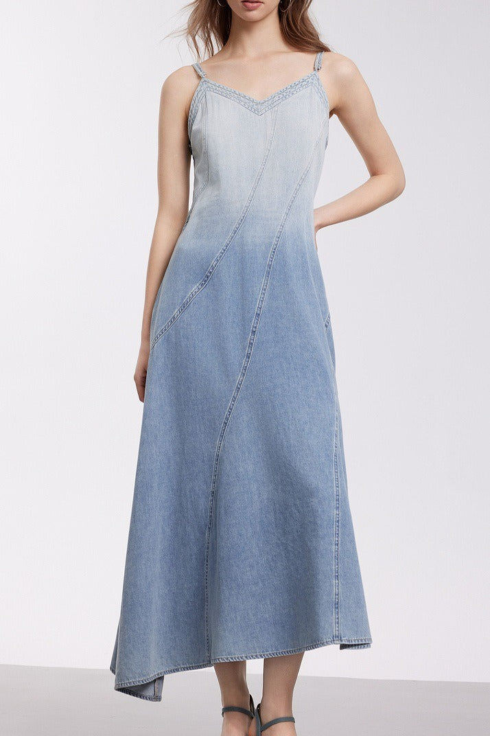 Modern Gradient Cami Denim Dress - View 5 | VelvetHem
