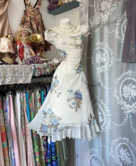 Chiffon Floral Prom Dress 22nd Birthday Outfit Formal Event Dress - FashionDia
