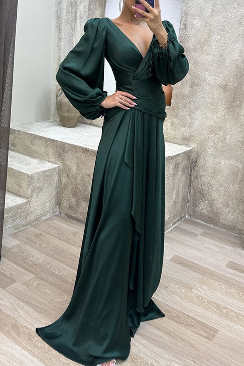 Elegant Formal Solid Fold V Neck Evening Dresses(3 Colors) - View 6 | VelvetHem