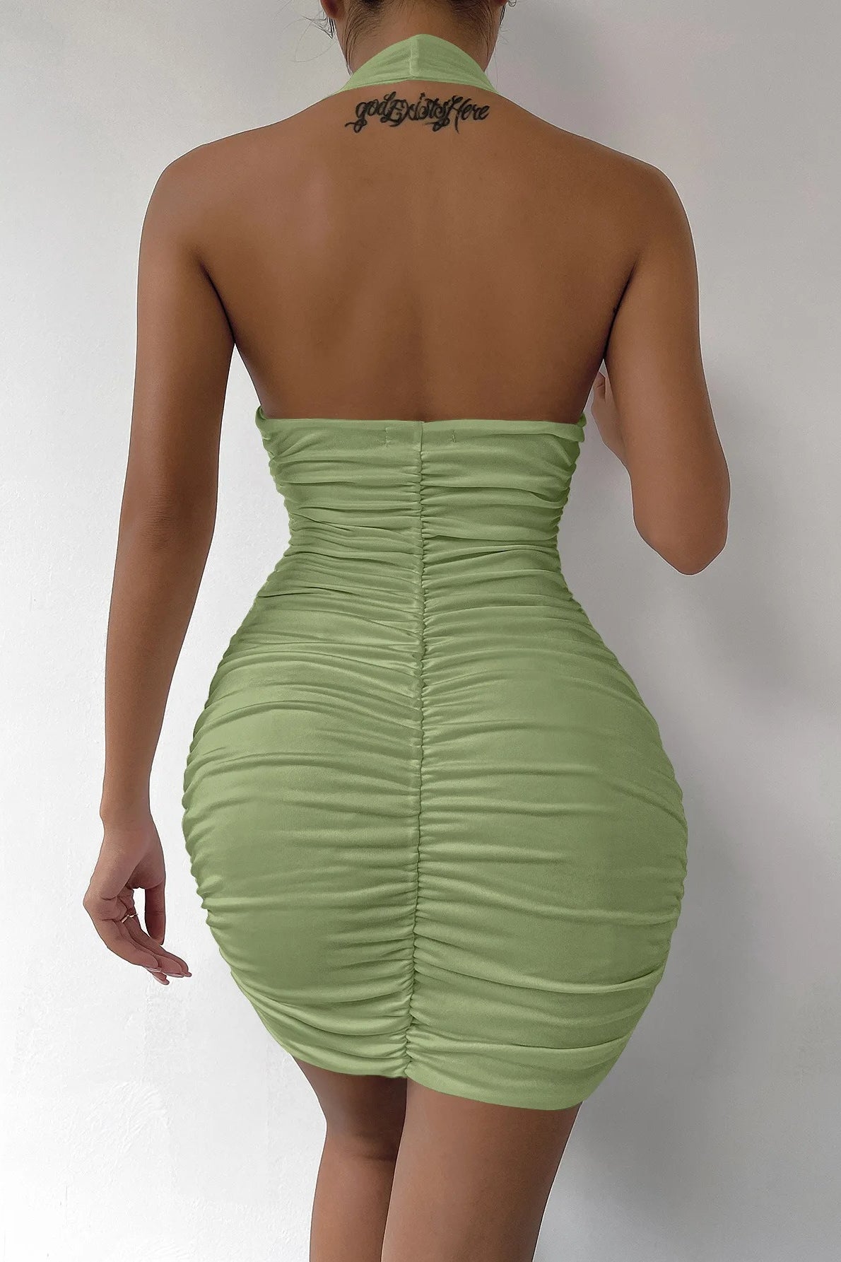 Deep V Halter Backless Mini Dress - View 7 | FashionDia