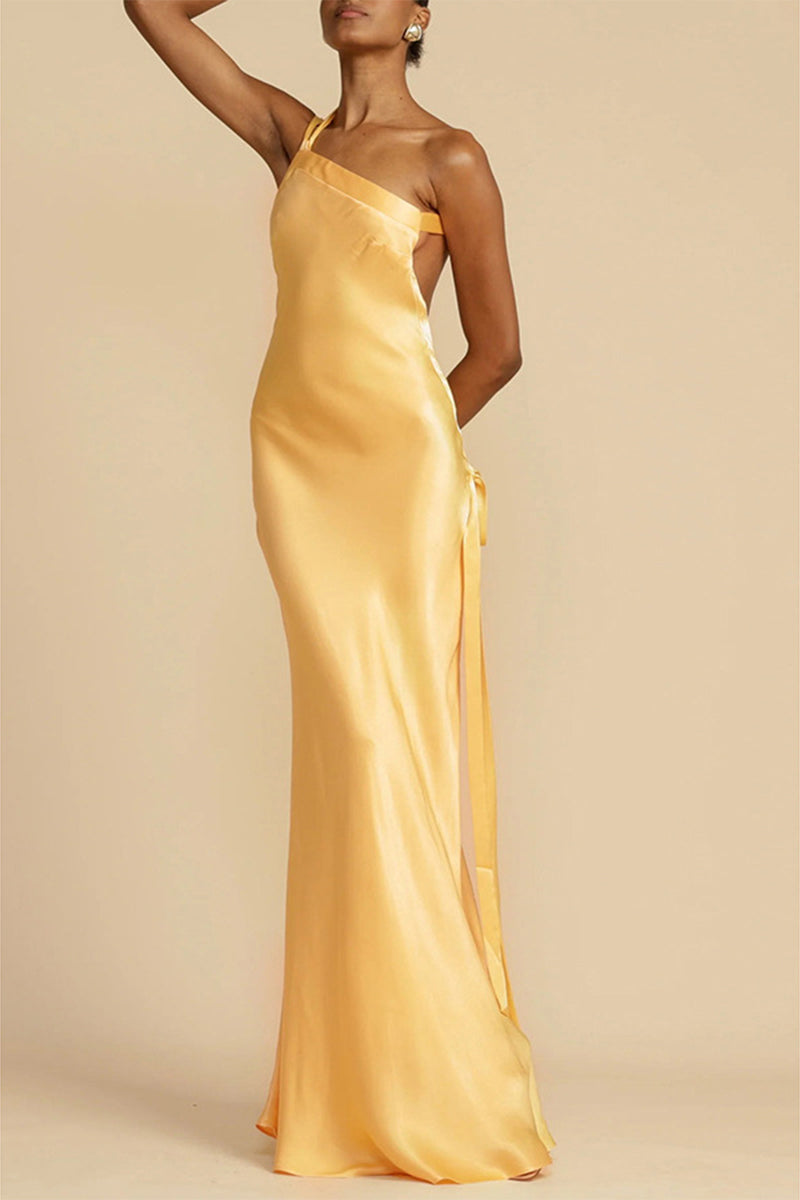 Elegant Formal Solid Backless Oblique Collar Evening Dress Dresses - View 5 | VelvetHem