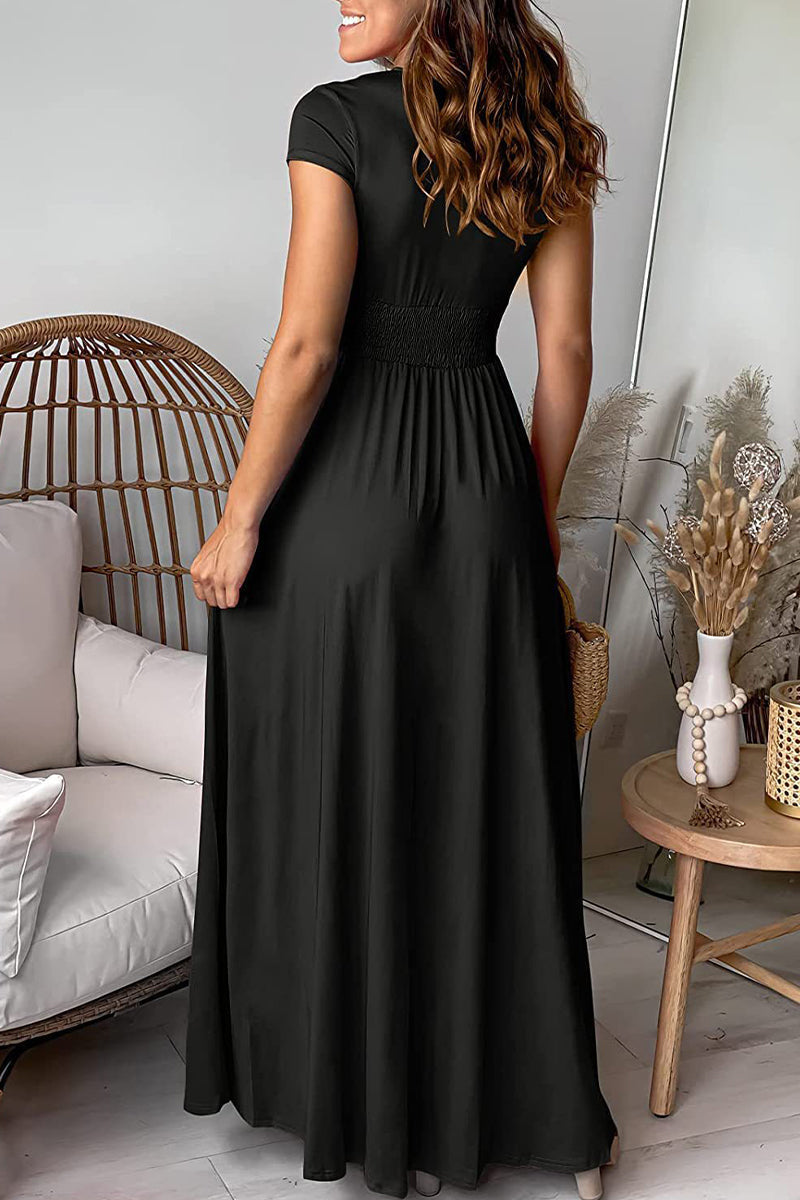 Elegant Solid Slit V Neck Evening Dress Dresses(7 Colors) - View 7 | VelvetHem