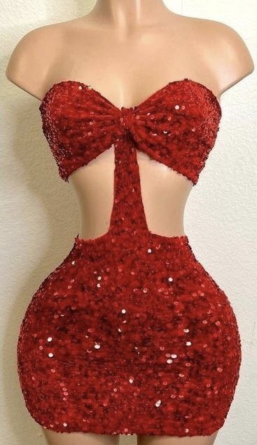 Sexy Red Sequins Birthday Dress Mini Evening Party Dress