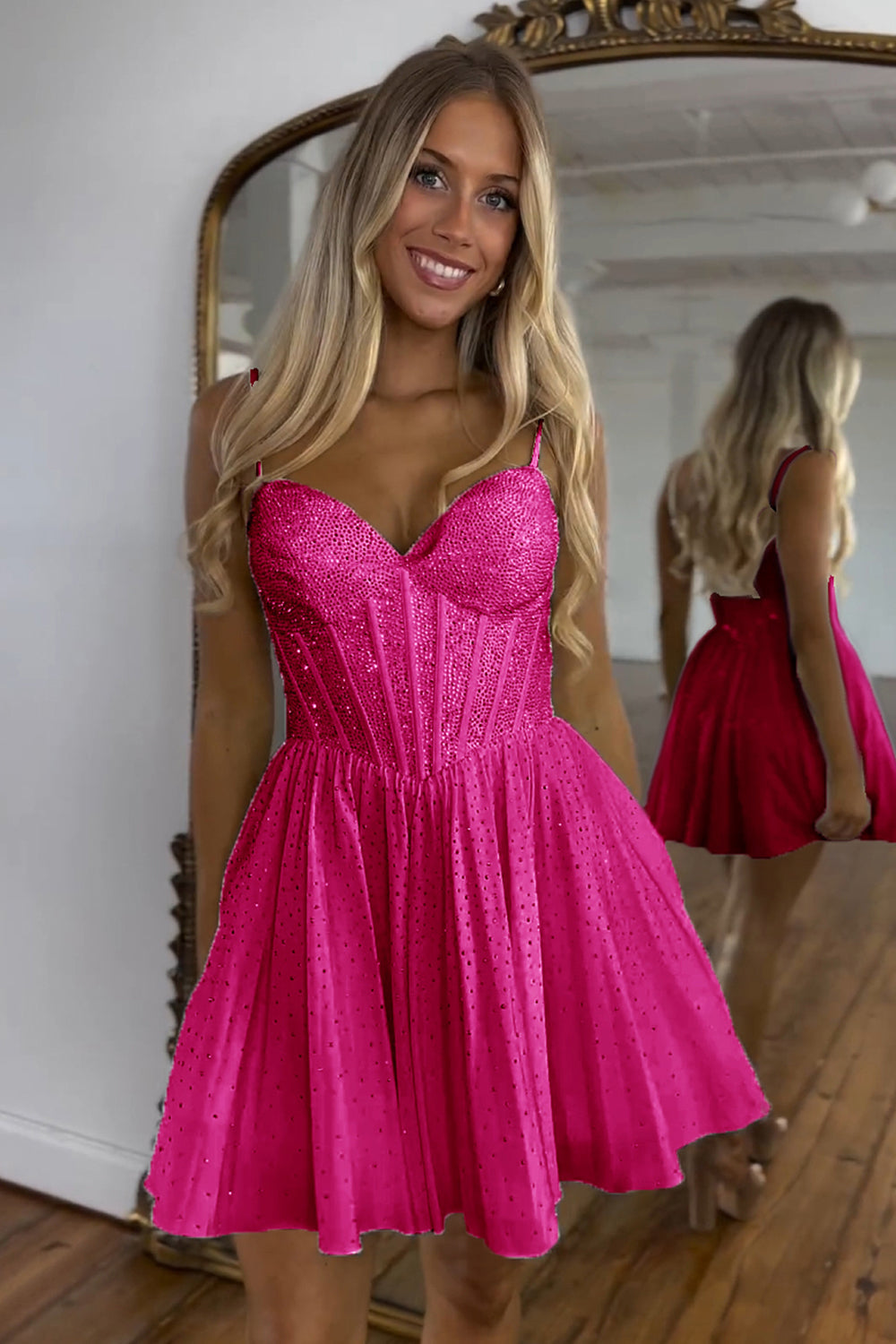 A Line Homecoming Dresses Beaded Corset Short Cocktail Dresses