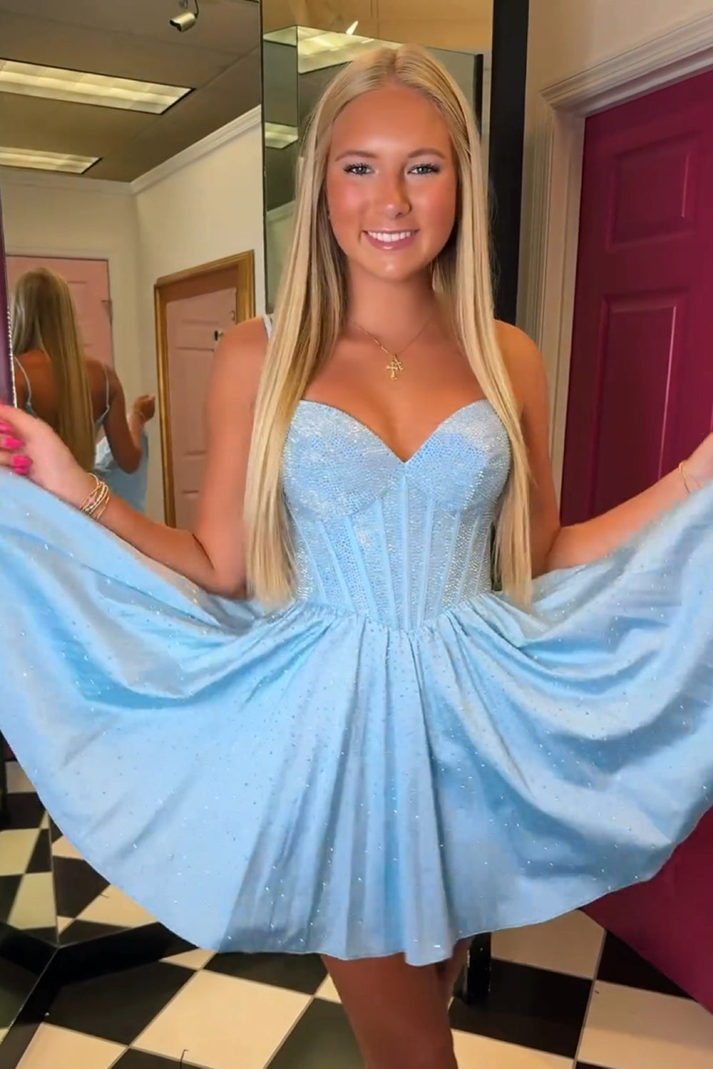 A Line Homecoming Dresses Beaded Corset Short Cocktail Dresses
