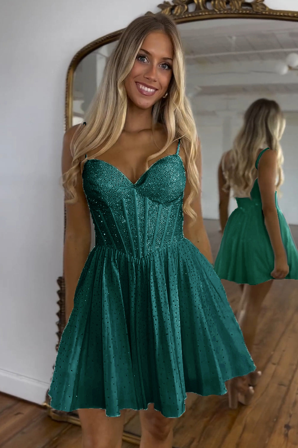 A Line Homecoming Dresses Beaded Corset Short Cocktail Dresses
