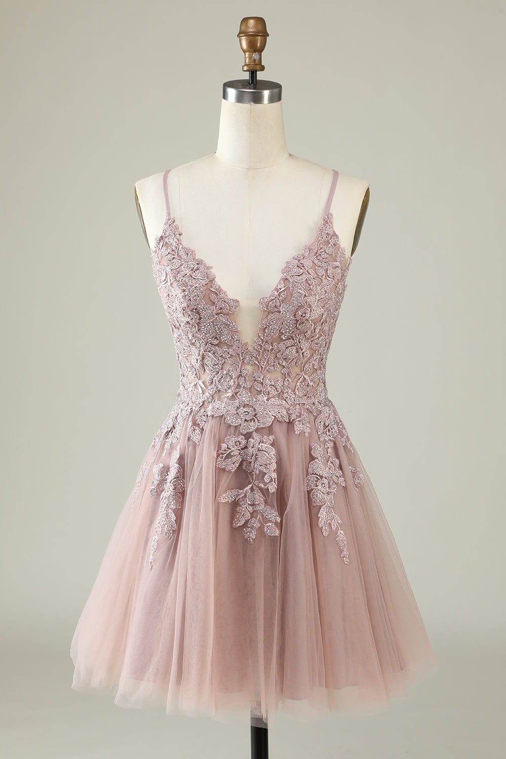 A Line Homecoming Dresses Spaghetti Straps Short Cocktail Dresses with Appliques