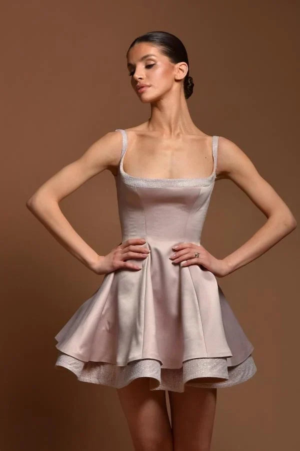 A Line Square Neck Homecoming Dress Short Cocktail Dresses