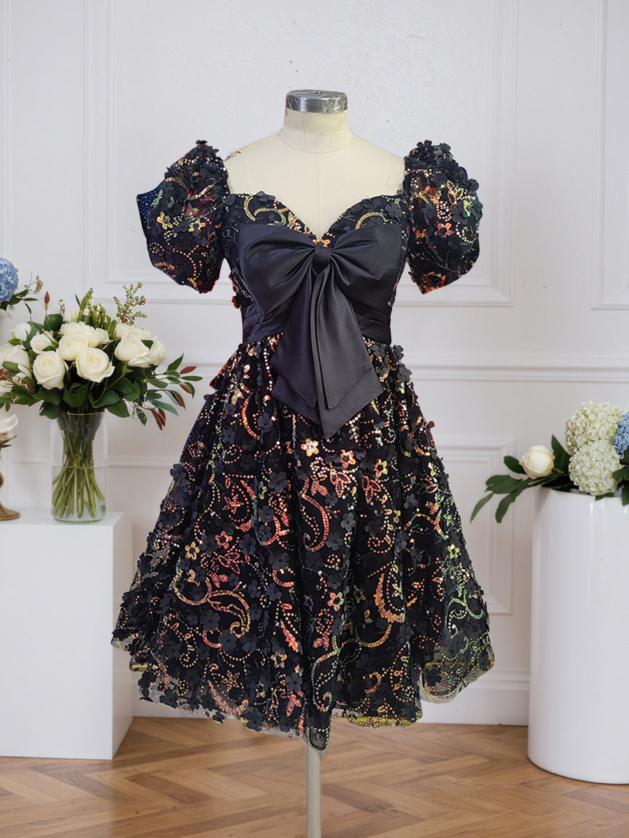 A-Line Short Tulle Homecoming Dress With Bowknot - FashionDia