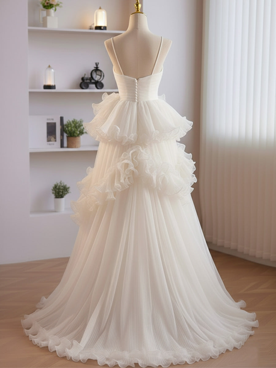 A-Line Ruffles Tiered Long Prom Dress