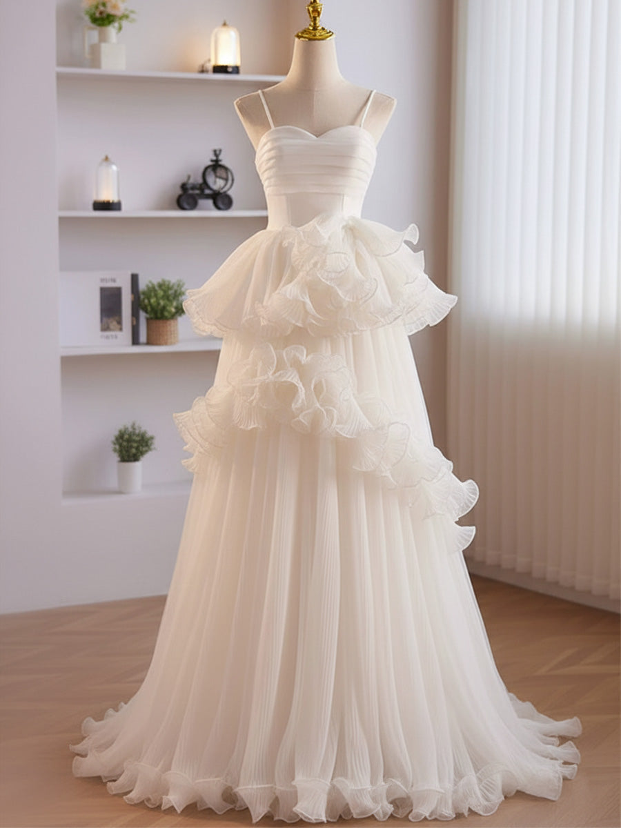 A-Line Ruffles Tiered Long Prom Dress - FashionDia