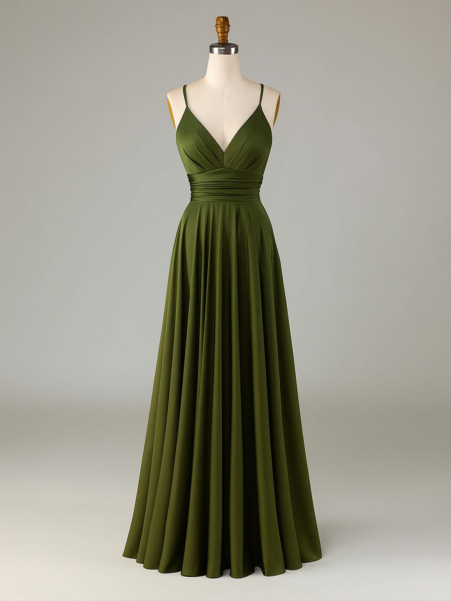 A-Line Sleeveless Long Bridesmaid Dress