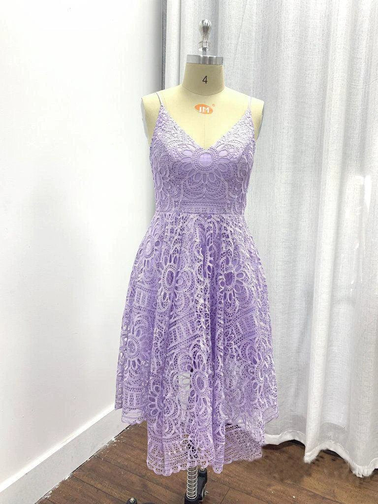 A-Line V-Neck Pearl Pink Lace Bridesmaid/Prom/Homecoming Dress BD053 by pgmdress