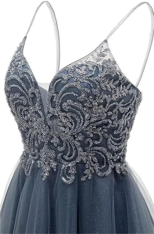A-line Straps Appliques Tulle Short Homecoming Dress (ZD11581)