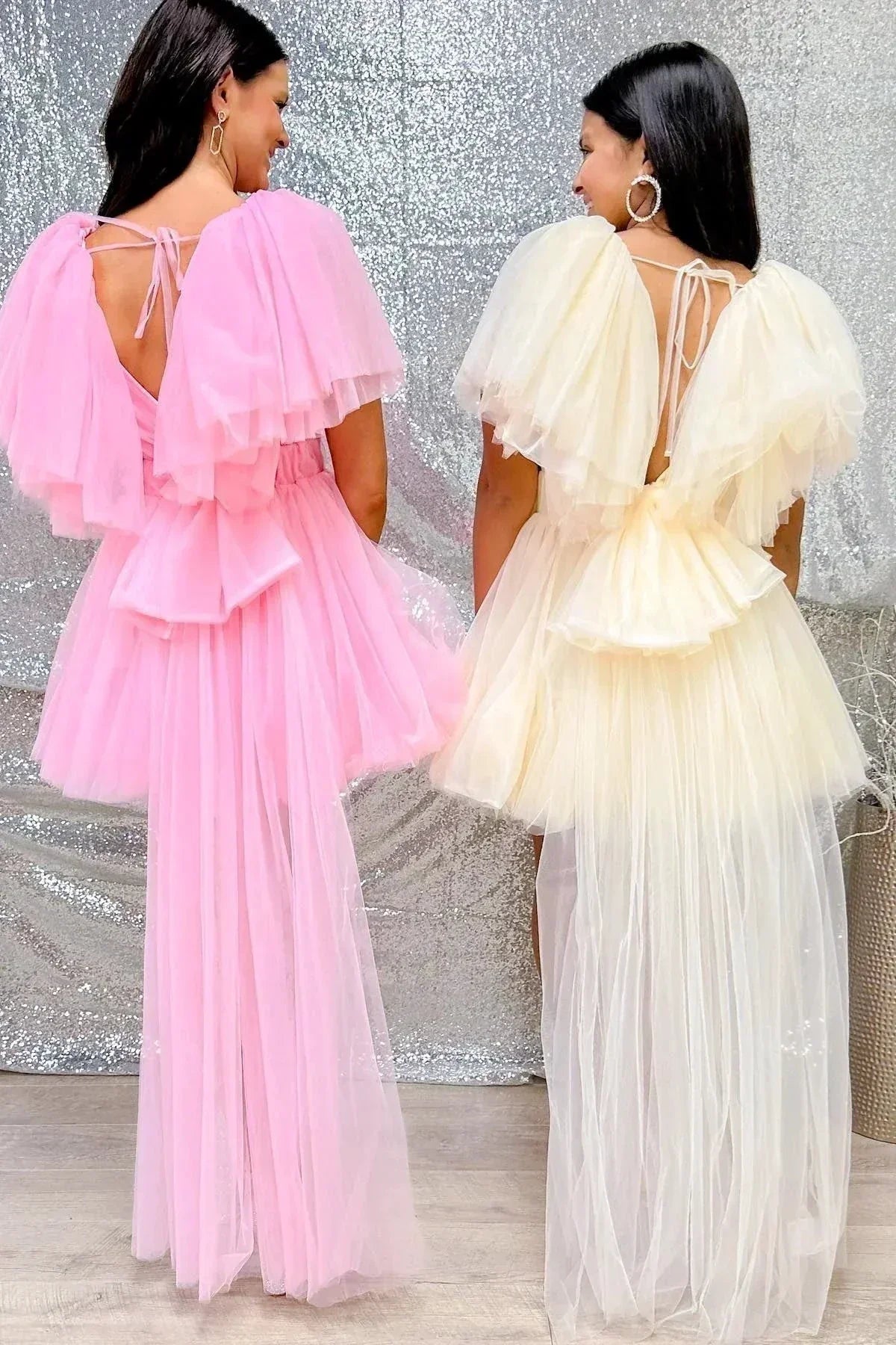 Plunging V Neck Tulle Homecoming Dress (ZD11722)