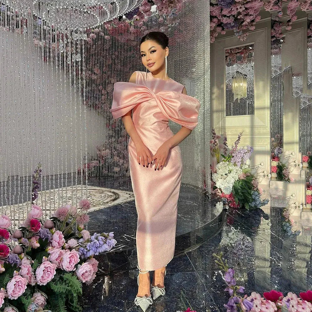 Satin Mermaid Evening Dresses Women Arabic Gown Strapless A Line Crystal Formal Party Dress Dubai Banquet Prom Gowns As Picture