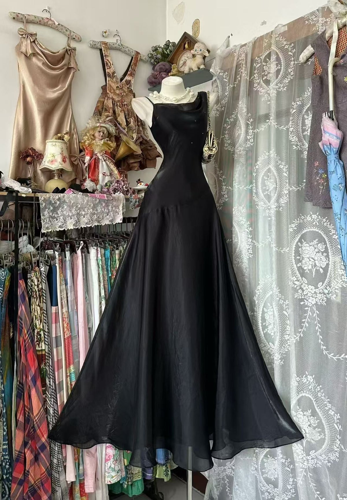 A-Line Black Formal Prom Dress Elegant Evening Dress
