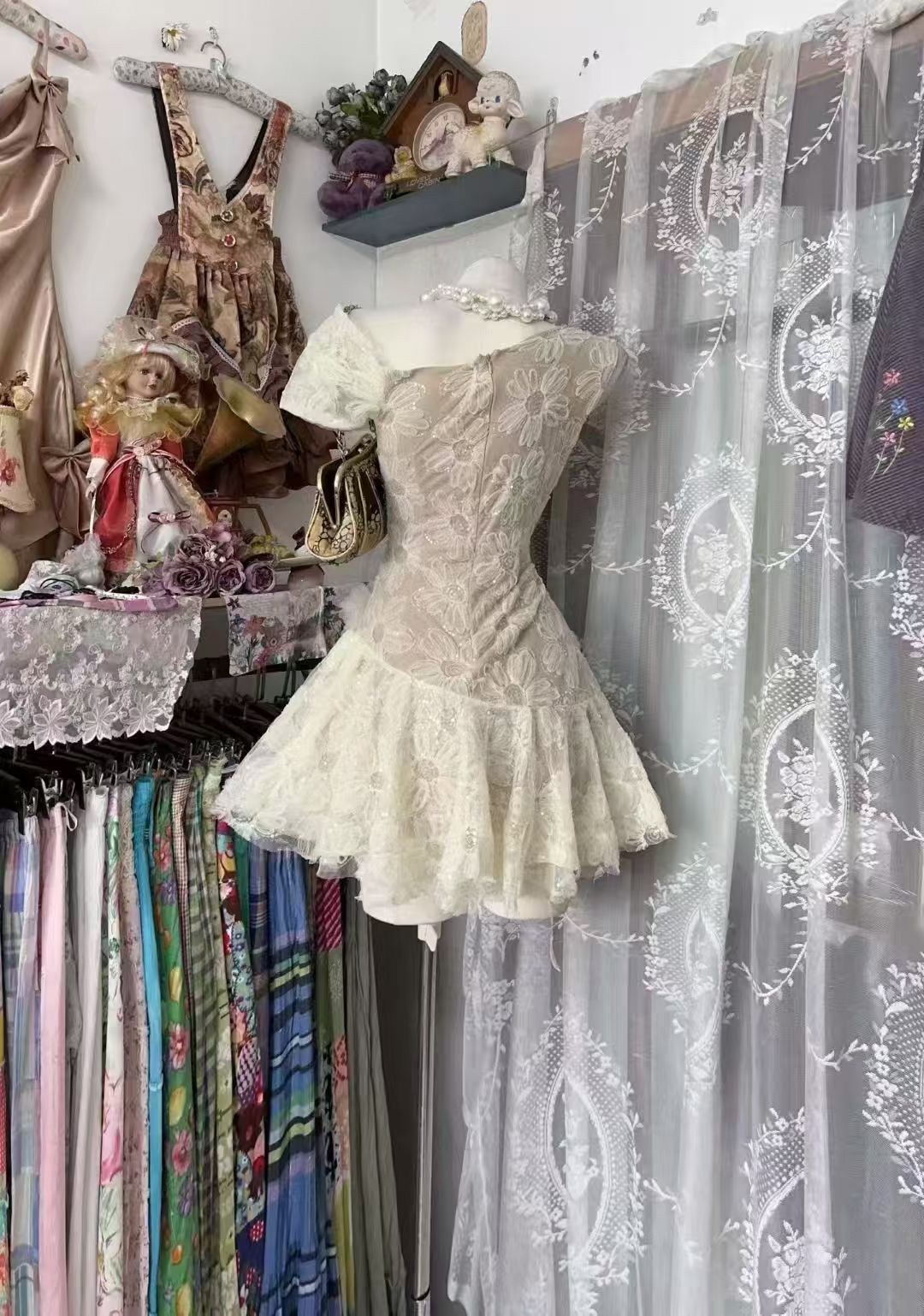 A-Line Flower Lace Birthday Dress Short Homecoming Dress