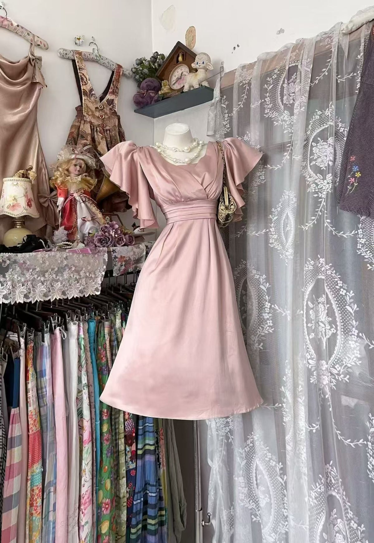 A-Line Pink Satin Homecoming Dress Short Modest Birthday Dress