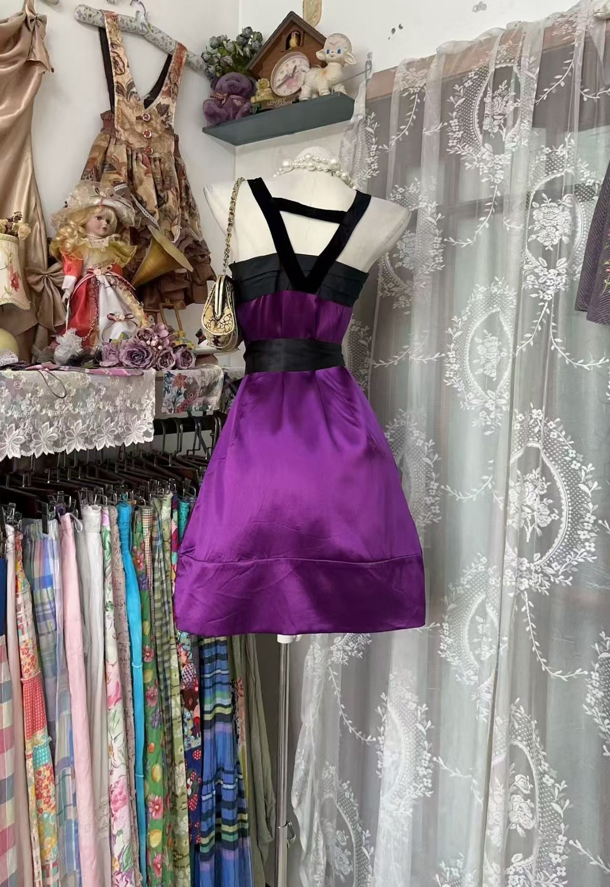 A-Line Purple Satin Short Homecoming Party Dress