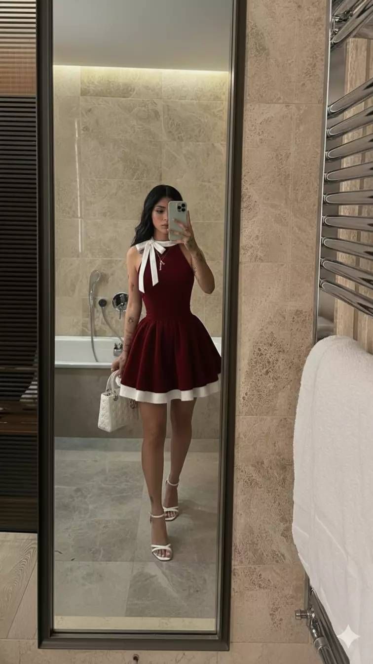 A-Line Red Short Birthday Outfit Homecoming Dress