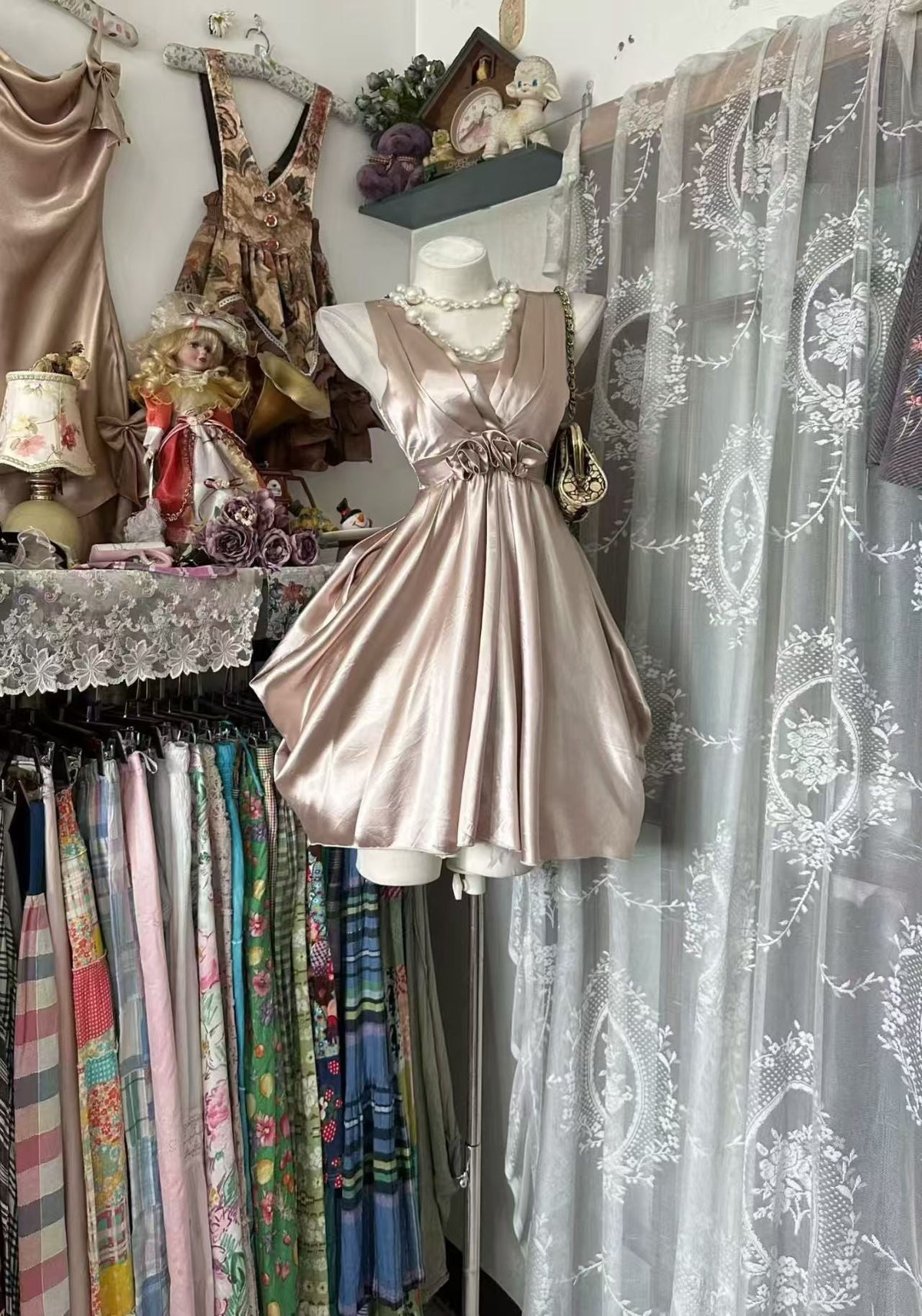 A-Line Satin Short Homecoming Dress Retro Party Dress
