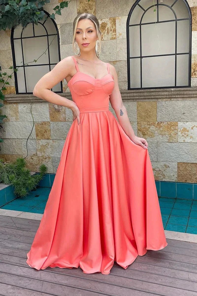 A Line Spaghetti Straps Sweetheart Ruched Long Bridesmaid Dress BD110 by pgmdress
