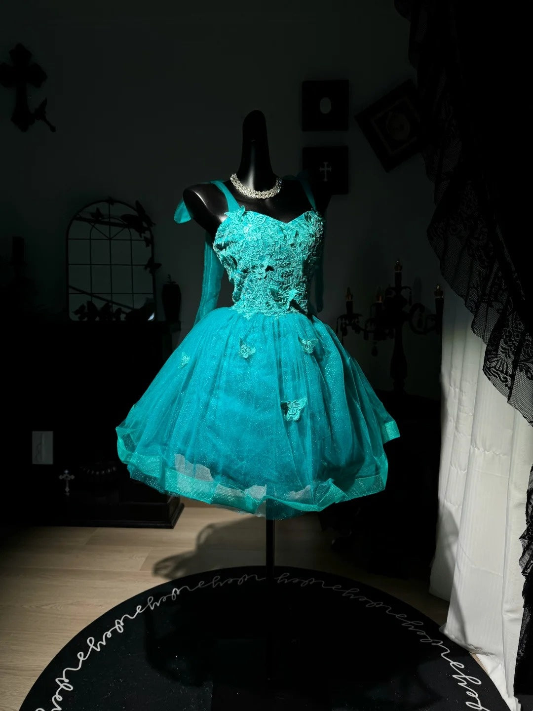 A-Line Turquoise Tulle Homecoming Dress Short Birthday Dress