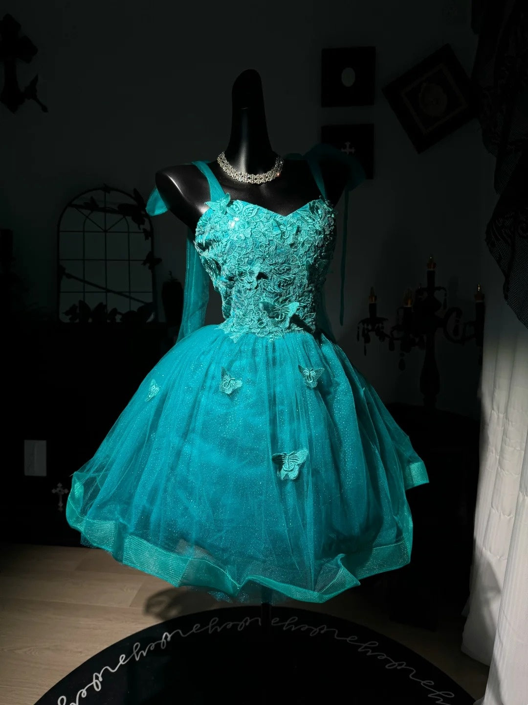 A-Line Turquoise Tulle Homecoming Dress Short Birthday Dress