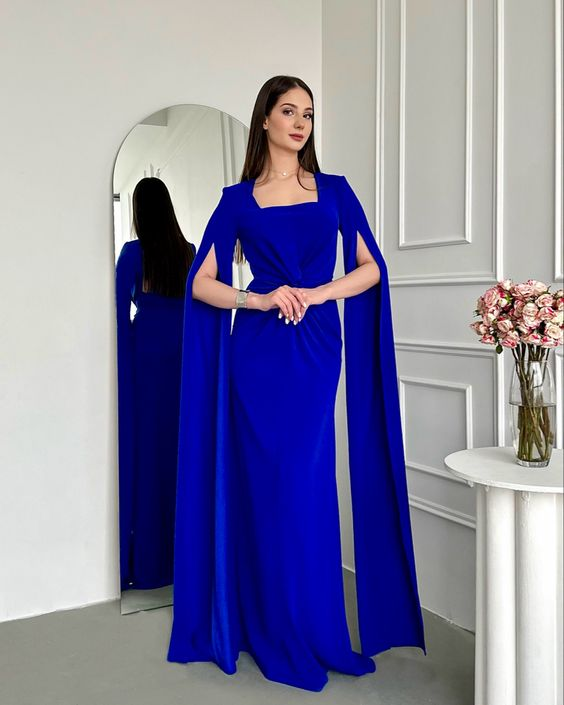 Women's Party Evening Dress Royal Blue Long Evening Dress Y4646 - View 2 | VelvetHem