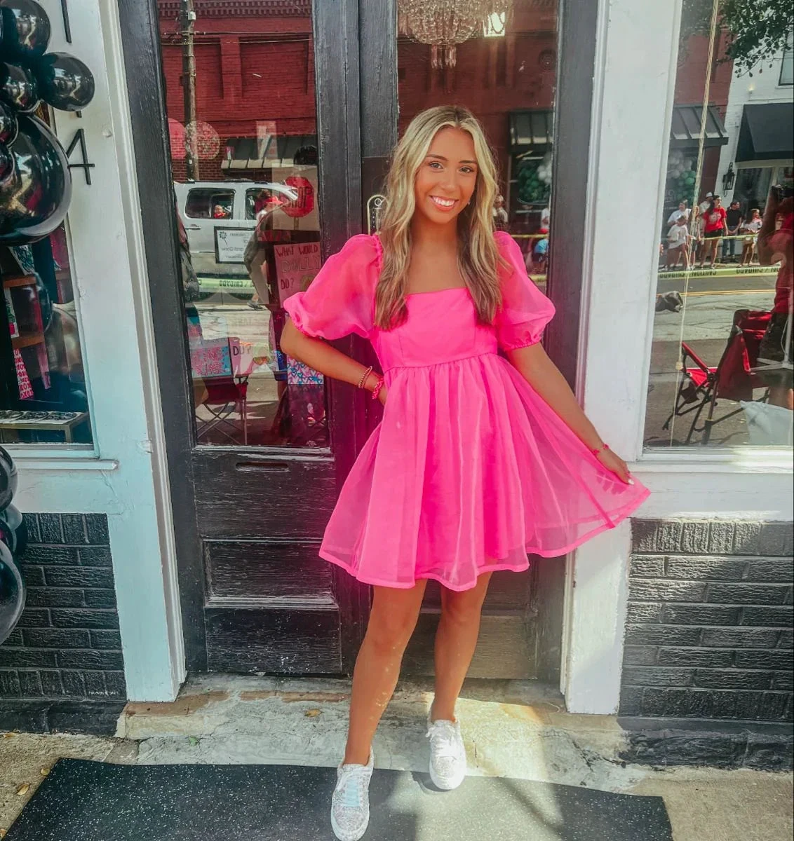 Hot Pink A-line Puffy Dress Short Homecoming Dress (ZD12261)