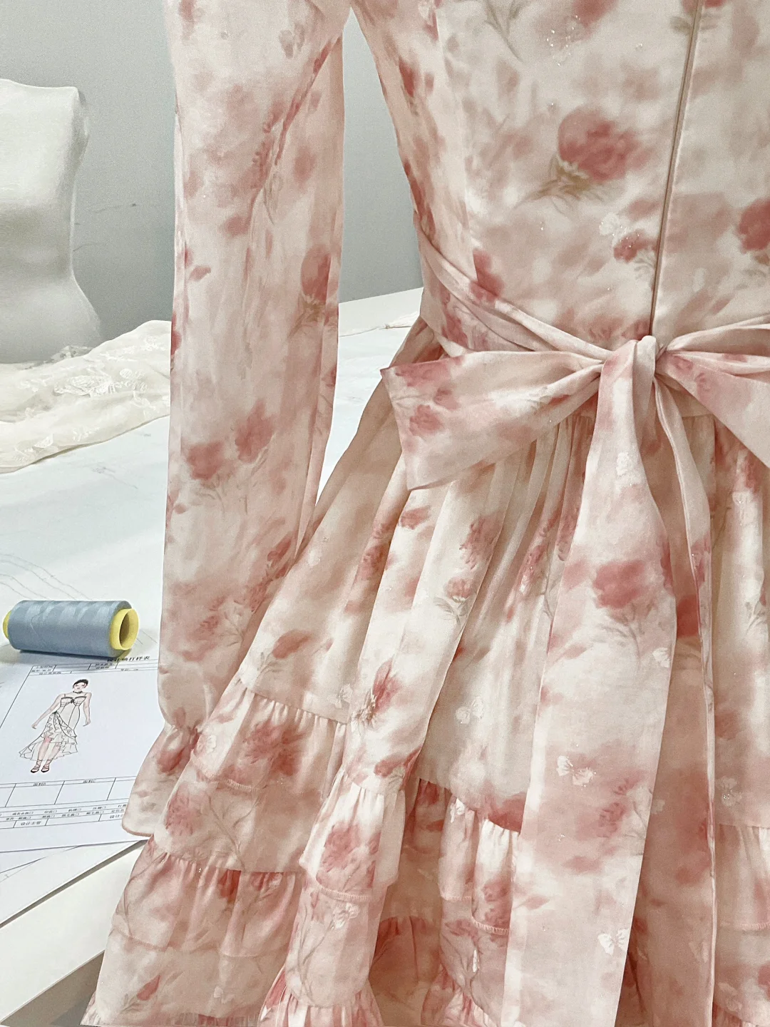 Pretty Pink Chiffon Print Layered Ruffles Short Party Dress Homecoming Dress