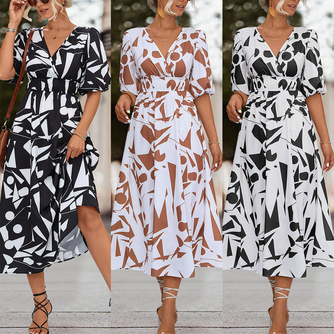 Oxana Casual Midi Dress with a V-neck for Women Versatile Daily Pick