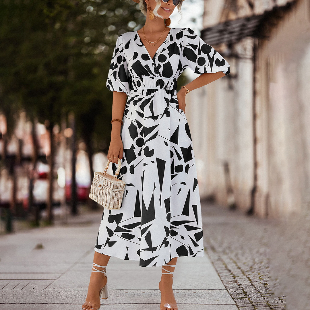 Oxana Casual Midi Dress with a V-neck for Women Versatile Daily Pick