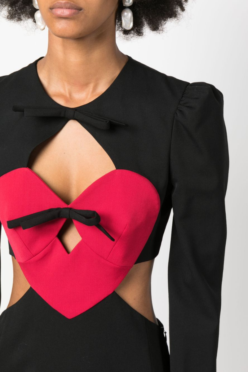 Petra Effortless Long Sleeved Mini Dress with Cut Outs and Bow Elevated Occasion Wear