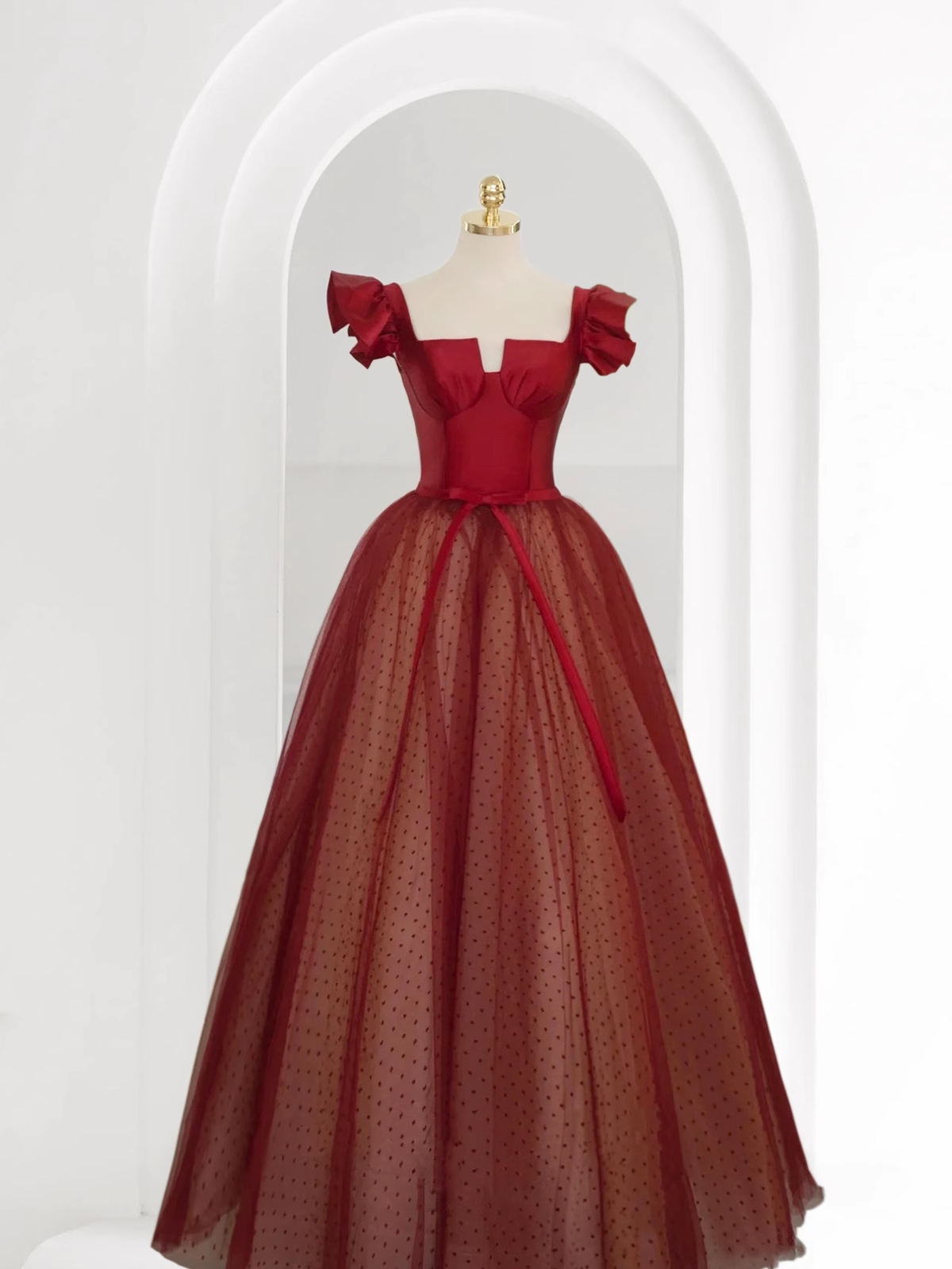 Princess Ball Gown Red Tulle Prom Dress - FashionDia