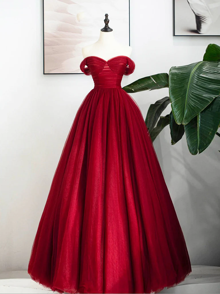 A-Line Sweetheart Neck Tulle Royal Blue Long Prom Dress - View 3 | FashionDia