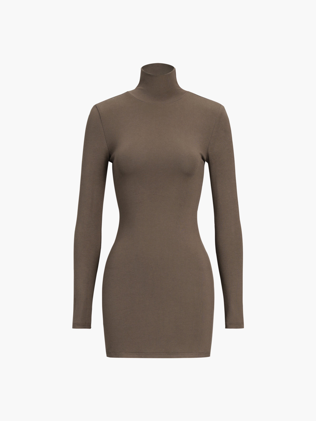 Turtleneck Open Back Trendy Long Sleeve Short Dress