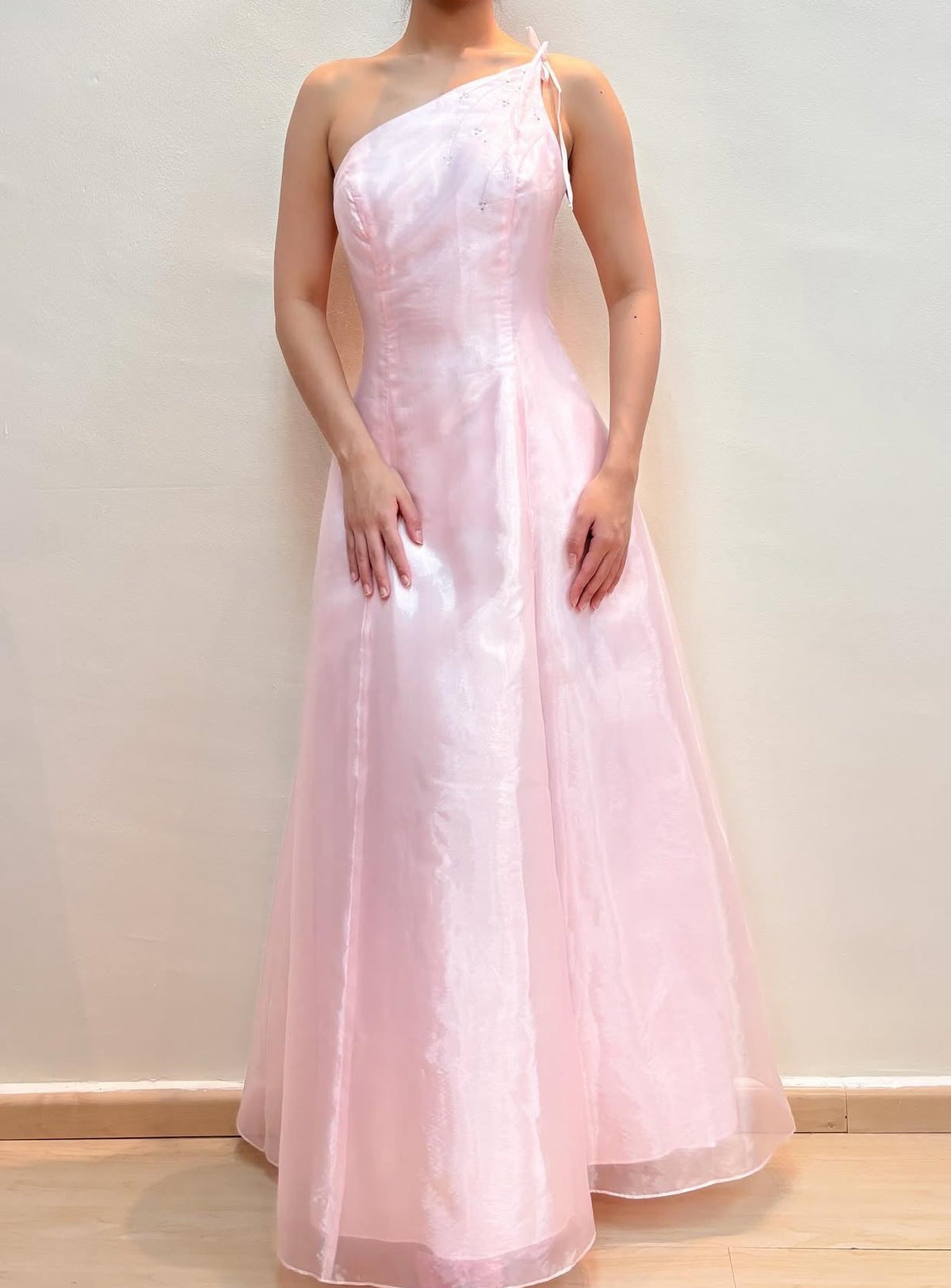 One Shoulder Pink Long Prom Dress Formal Party Dress J8573