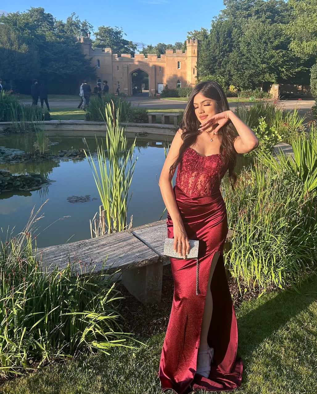 Sweetheart Mermaid Long Prom Dress Applique Burgundy Evening Dress