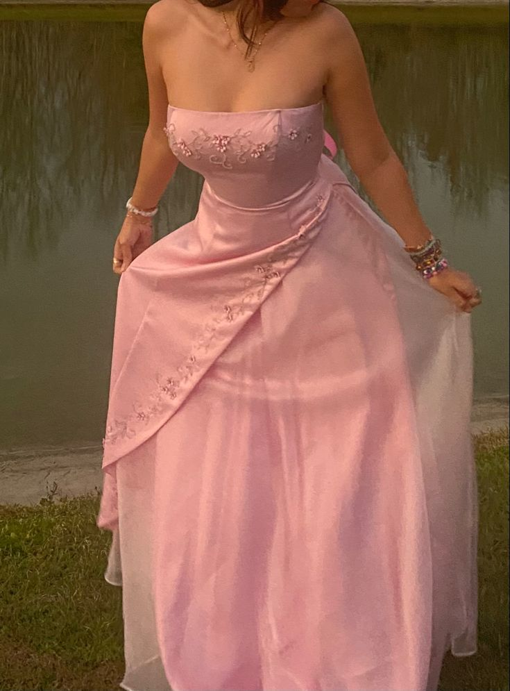 Charming Strapless Pink Party Evening Dress A Line Prom Dress With Beading