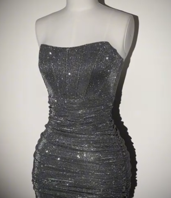 Vintage Strapless Gray Sheath Cocktail Dress Short Graduation Homecoming Dress