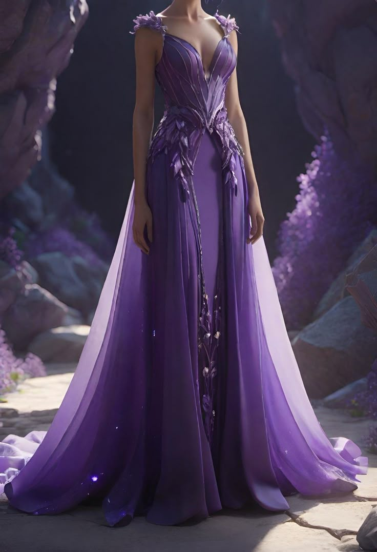 Glamorous Purple Satin Tulle Appliques Evening Dress,Long Party Prom Dress