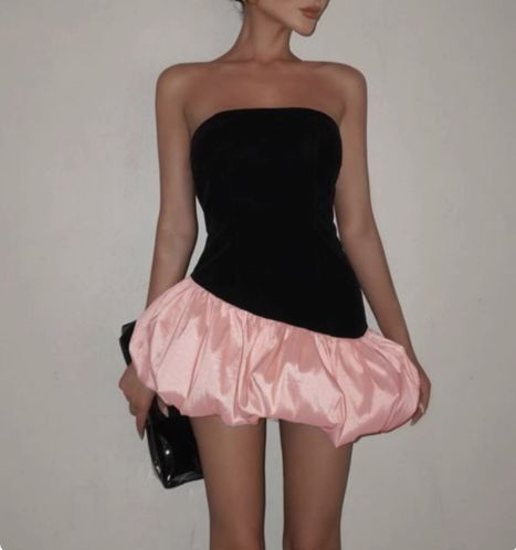 Retro Contrast Color Stitching Strapless Mini 17th Birthday Homecoming Dress - View 3 | FashionDia