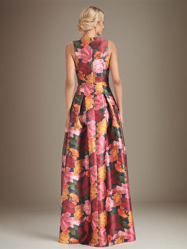 A-line V-Neck Floral Mother of the Bride Dress