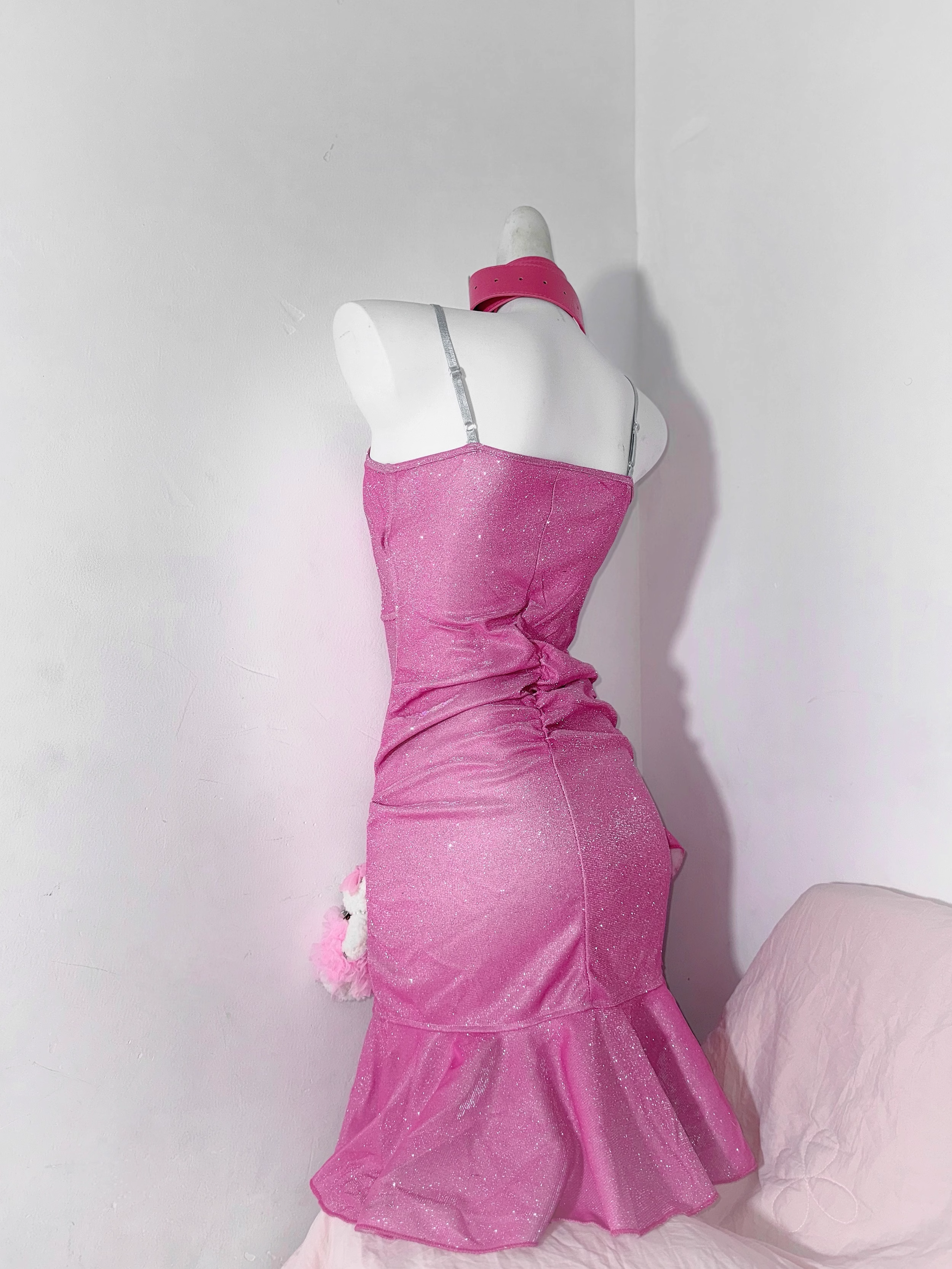 Pretty Pink Ruffles Birthday Outfits Spaghetti Straps Graduation Homecoming Dress S613
