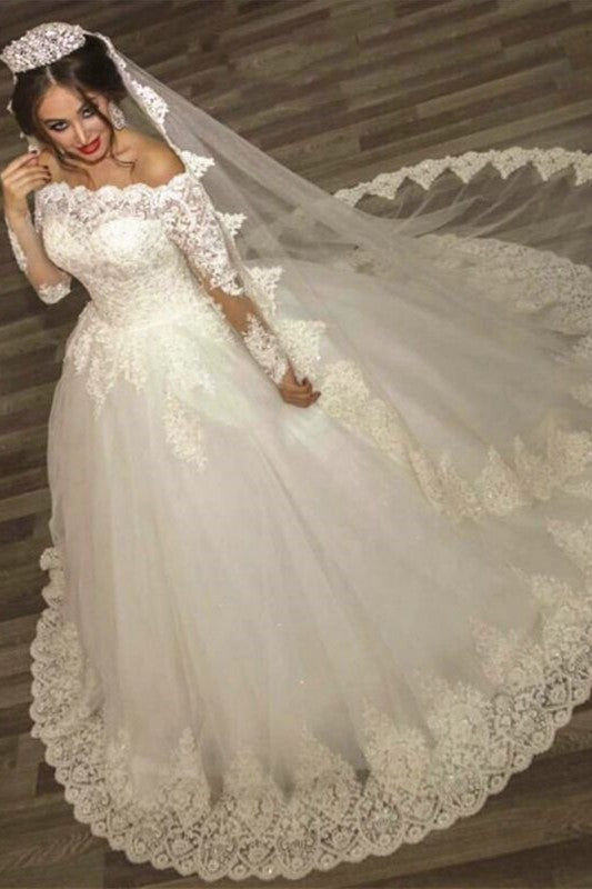 Ball Gown Wedding Dresses Long Sleeves Off Shoulder High Quality Bridal Gowns BA2878
