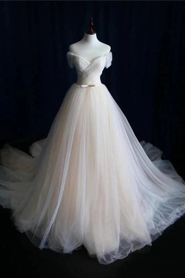Ball Gown Tulle Sweetheart Lace up  Bowknot Wedding Dresses (ZD15481)