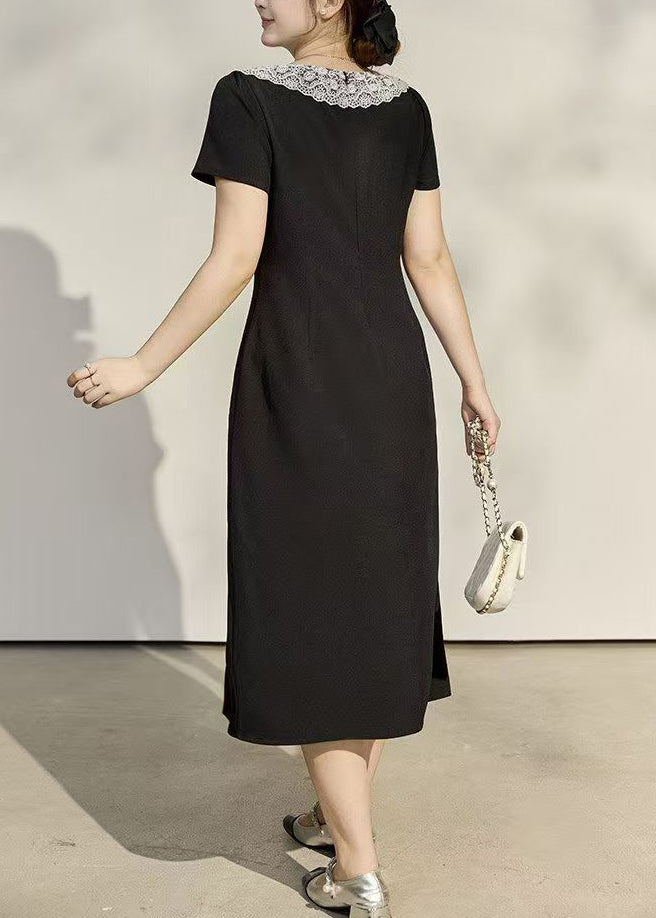 Beautiful Black U Neck Side Open Cotton Dress Summer